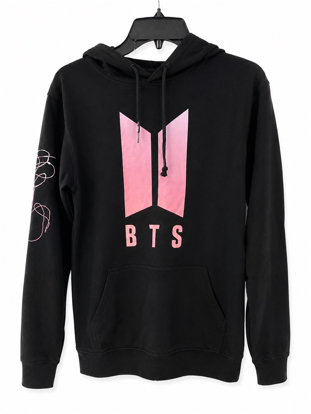 BTS Pink Logo Black Pullover Hoodie